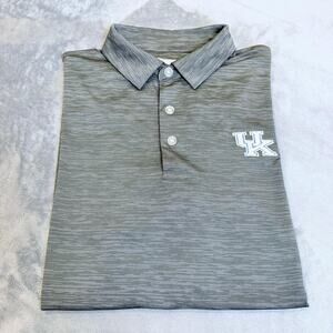 Kentucky Wildcats Callaway Golf Polo Shirt Men Sz L Grey Stripe Opti Dri Active